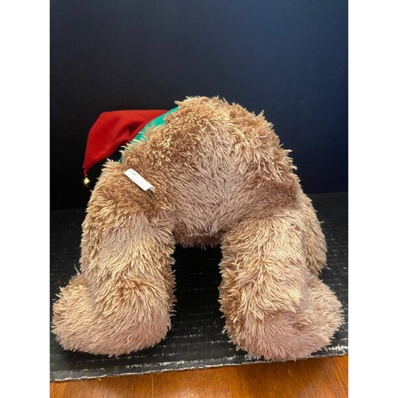 Hallmark Plush North Pole Teddy Bear Stuffed Animal Santa Hat Green Puffer Vest - Picture 6 of 7
